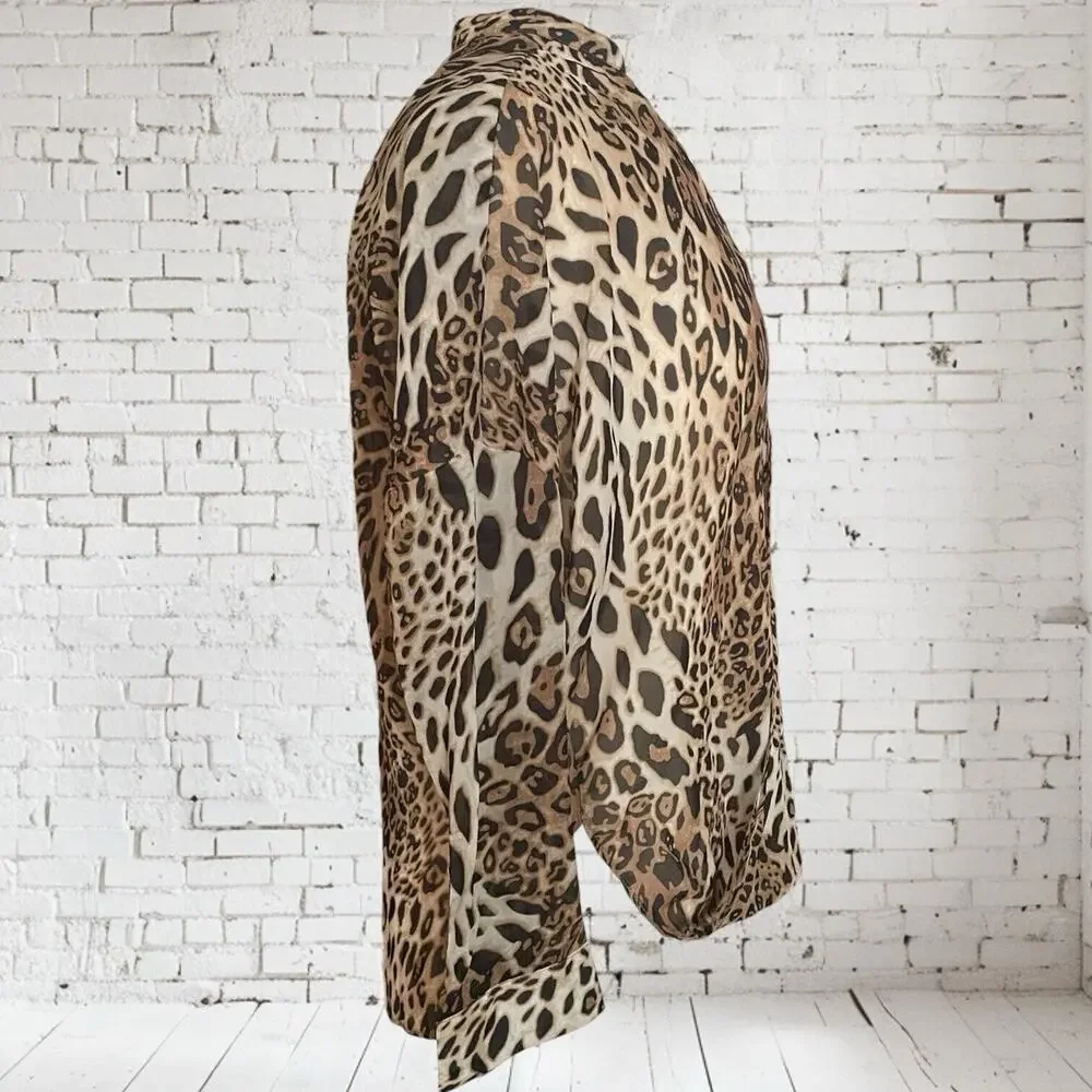 Paper Heart Australia Designer Animal Print Wrap Blouse Sz XS/S Long Sleeves - Picture 7 of 9